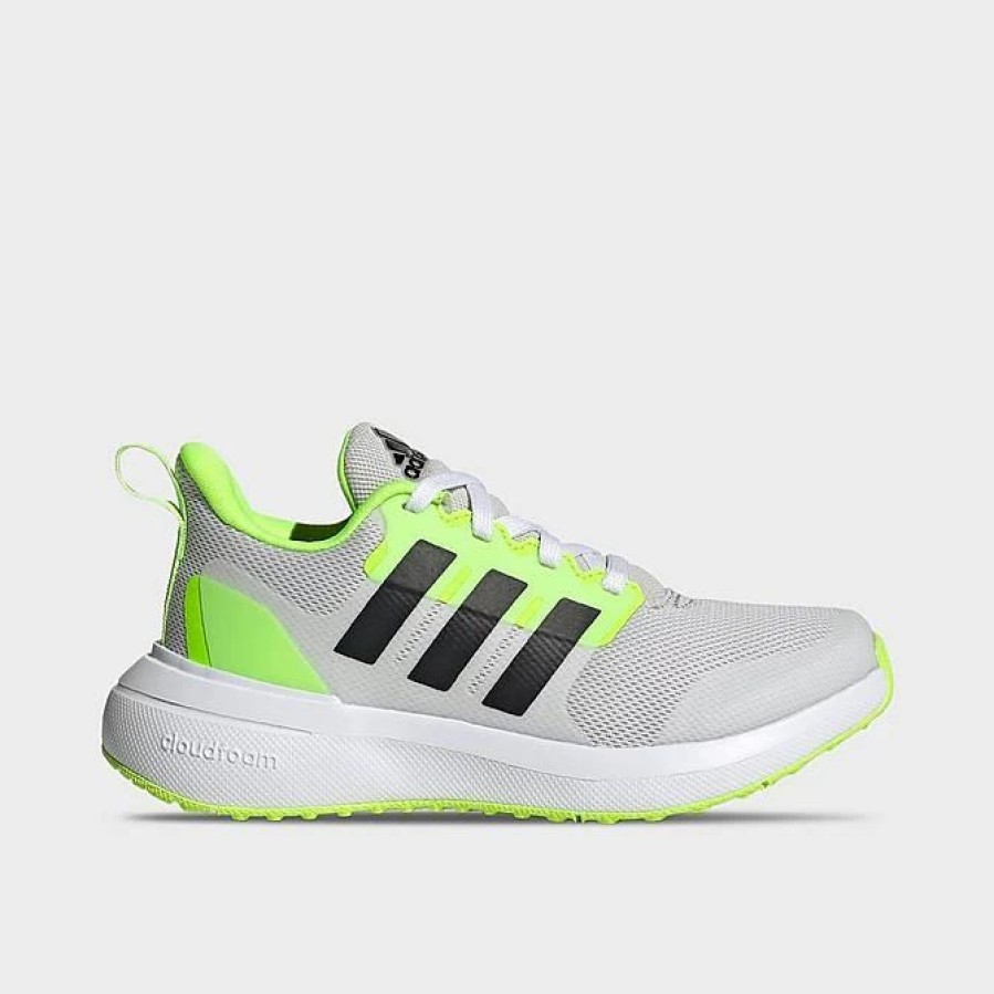 Kids * | Little Kids' Adidas Fortarun 2.0 Cloudfoam Lace Casual Shoes Grey One/Core Black/Lucid Lemon Id2362P 056