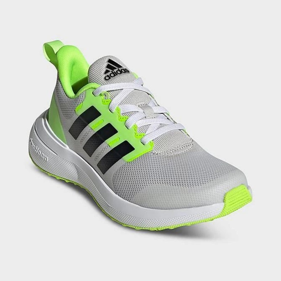 Kids * | Little Kids' Adidas Fortarun 2.0 Cloudfoam Lace Casual Shoes Grey One/Core Black/Lucid Lemon Id2362P 056