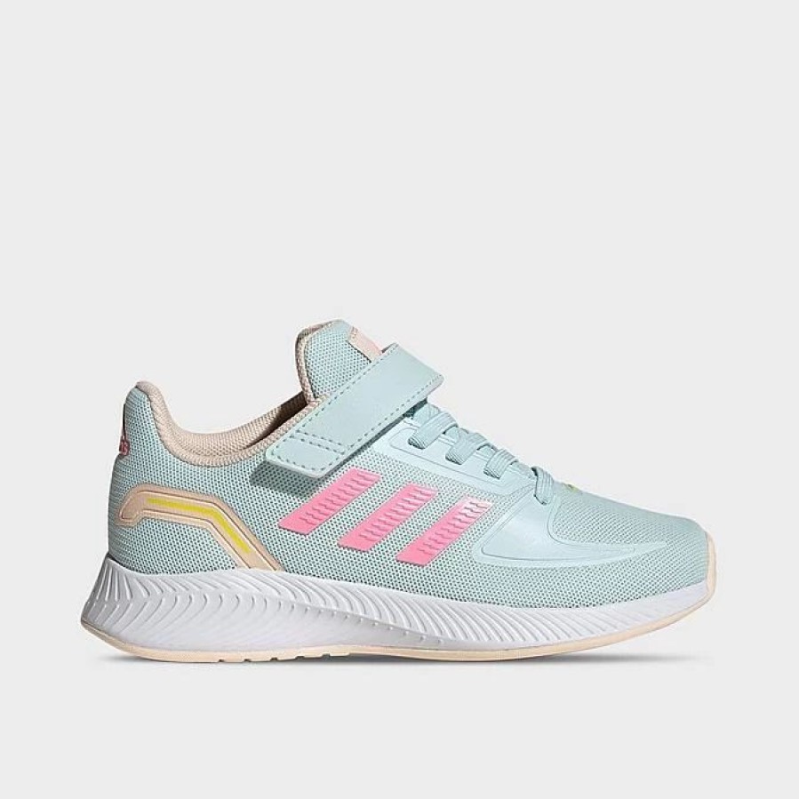 Kids * | Girls' Big Kids' Adidas Runfalcon 2.0 Stretch Lace Running Shoes Almost Blue/Beam Pink/Bliss Orange Hr1398 450