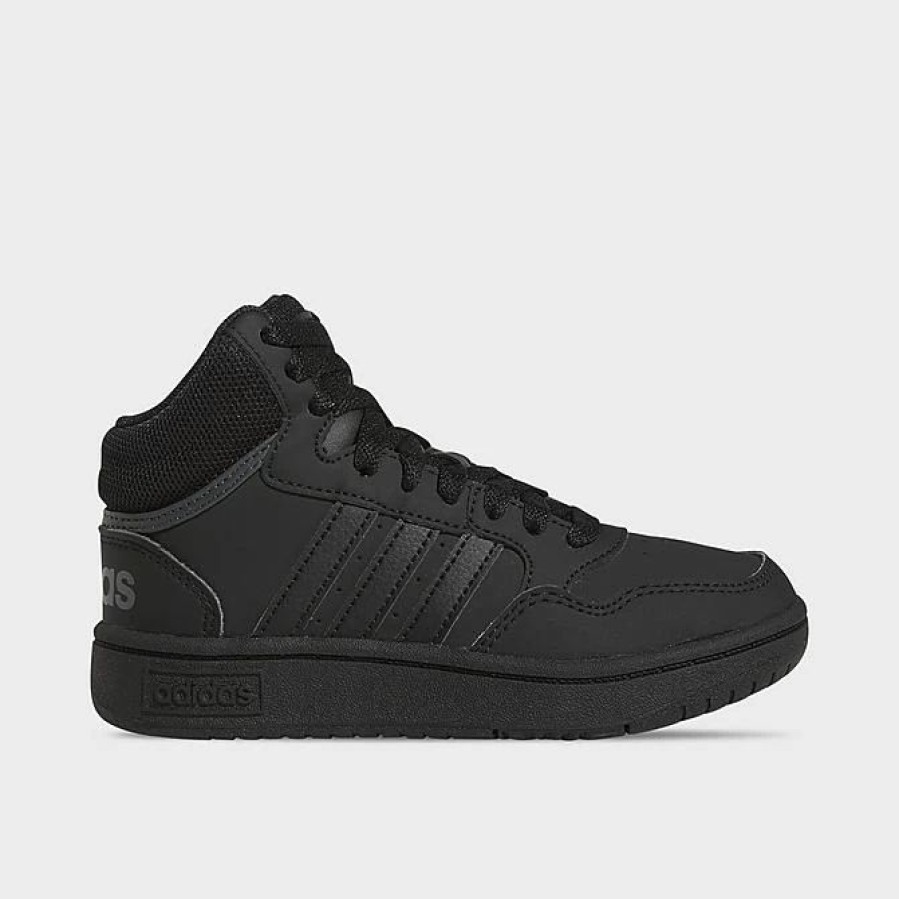 Kids * | Little Kids' Adidas Hoops Mid Casual Shoes Black/Black/Grey Hr0228P 001