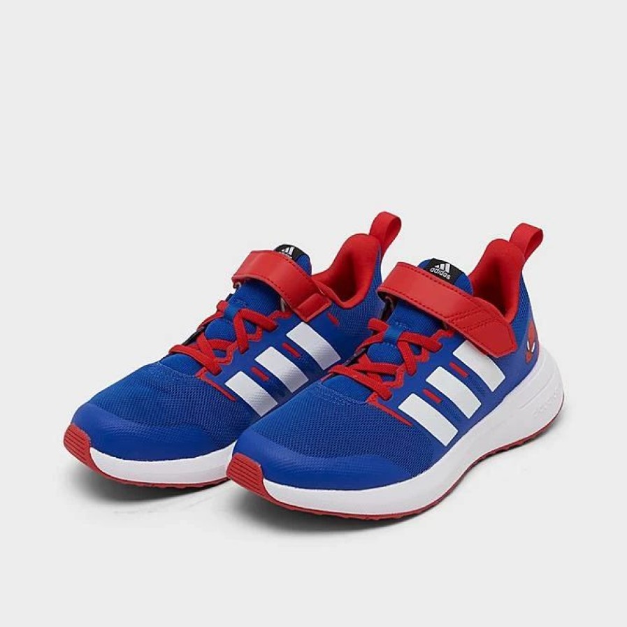 Kids * | Little Kids' Adidas X Marvel Fortarun 2.0 Spider-Man Cloudfoam Stretch Lace Running Shoes Team Royal Blue/White/Better Scarlet Hp9001 400