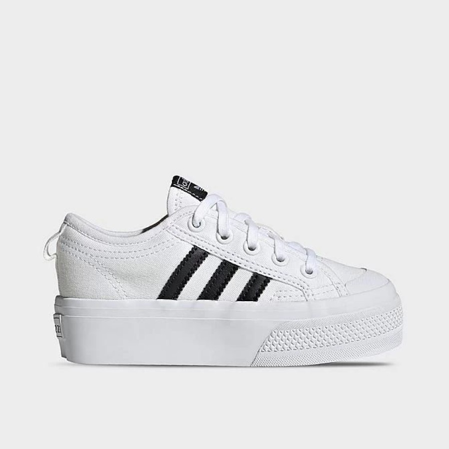 Kids * | Girls' Little Kids' Adidas Originals Nizza Platform Casual Shoes Cloud White/Core Black/Cloud White Gy9960 100