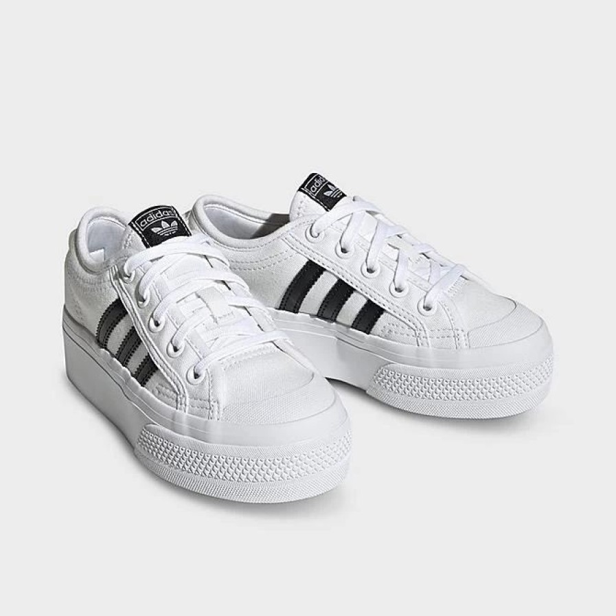 Kids * | Girls' Little Kids' Adidas Originals Nizza Platform Casual Shoes Cloud White/Core Black/Cloud White Gy9960 100