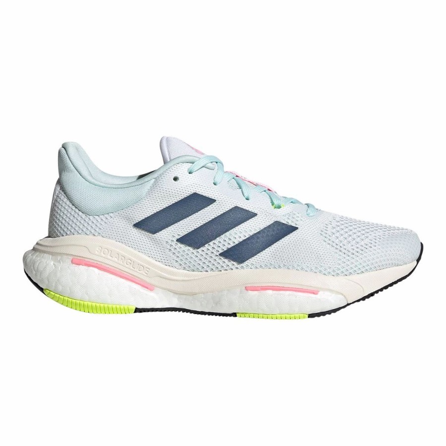 Shoes * | Adidas Women'S Solar Glide Running Shoes Knit White/Steel/Pink