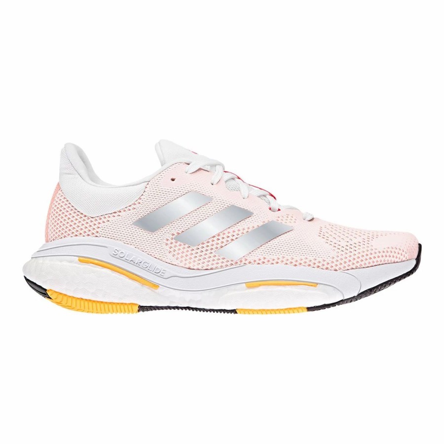 Shoes * | Adidas Women'S Solar Glide Running Shoes Knit White/Steel/Pink