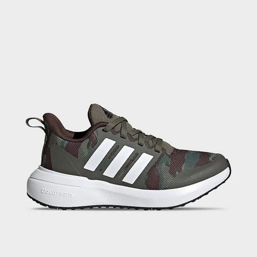 Kids * | Little Kids' Adidas Fortarun 2.0 Cloudfoam Sport Lace Running Shoes Olive Strata/Cloud White/Core Black Ie1972P 301