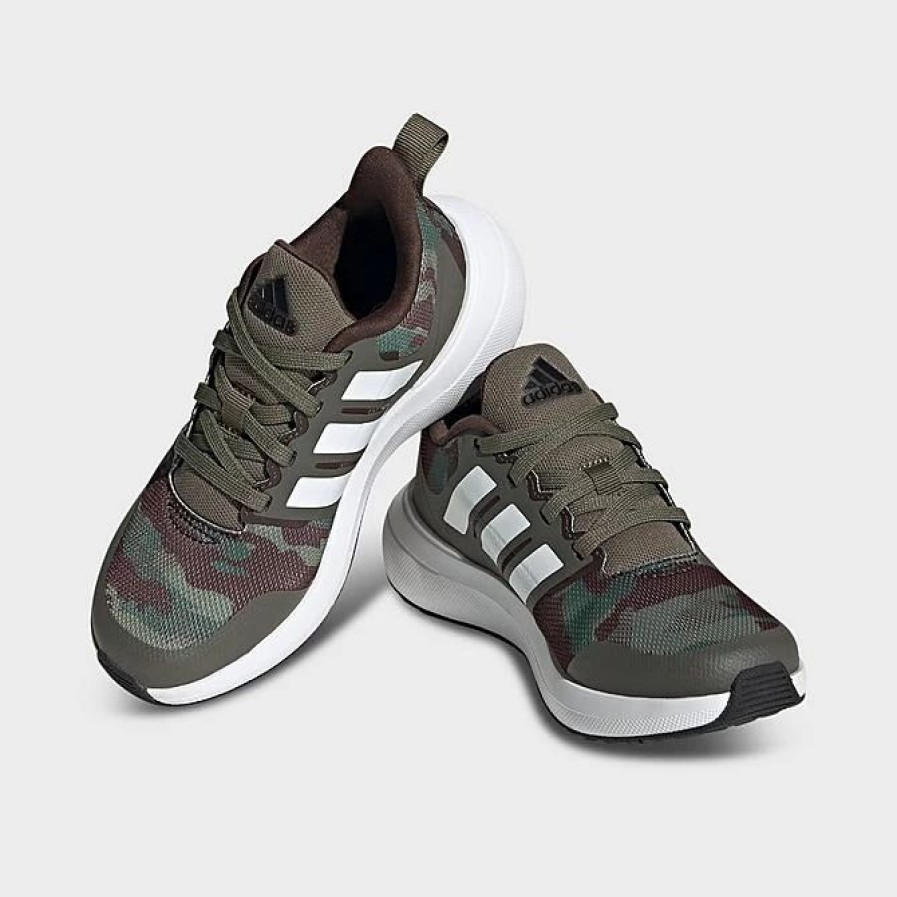 Kids * | Little Kids' Adidas Fortarun 2.0 Cloudfoam Sport Lace Running Shoes Olive Strata/Cloud White/Core Black Ie1972P 301