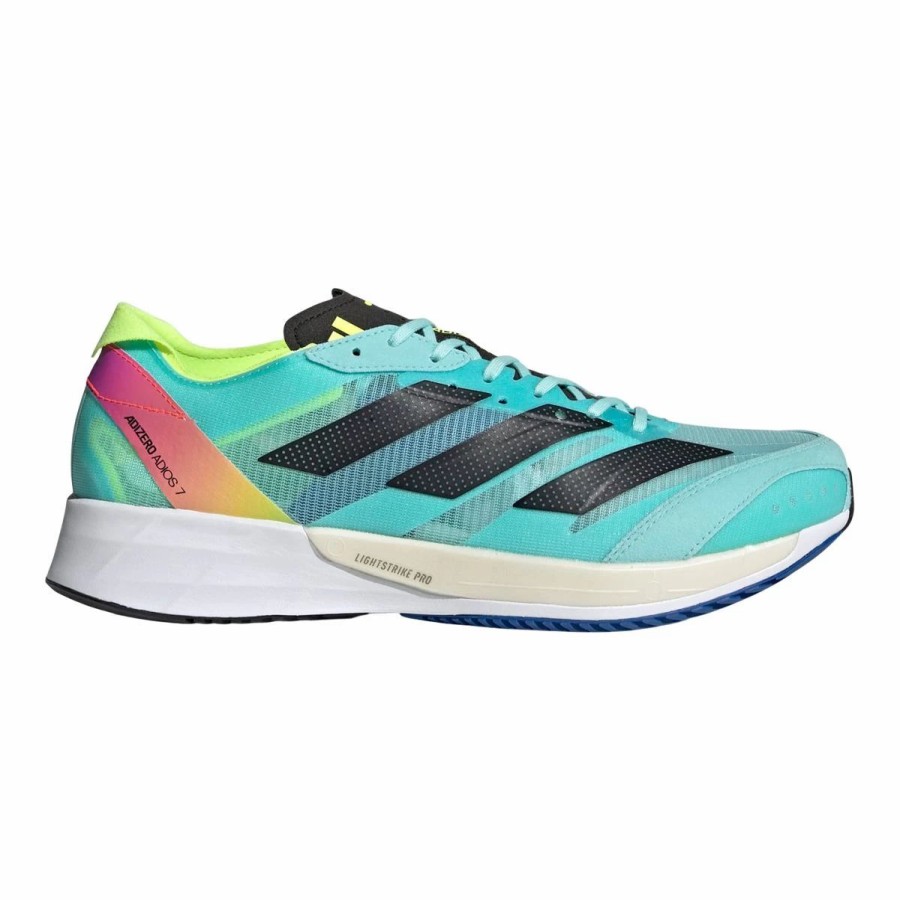 Shoes * | Adidas Men'S Adizero Adios 7 Running Shoes Ltaqua/Cblack/Poblue