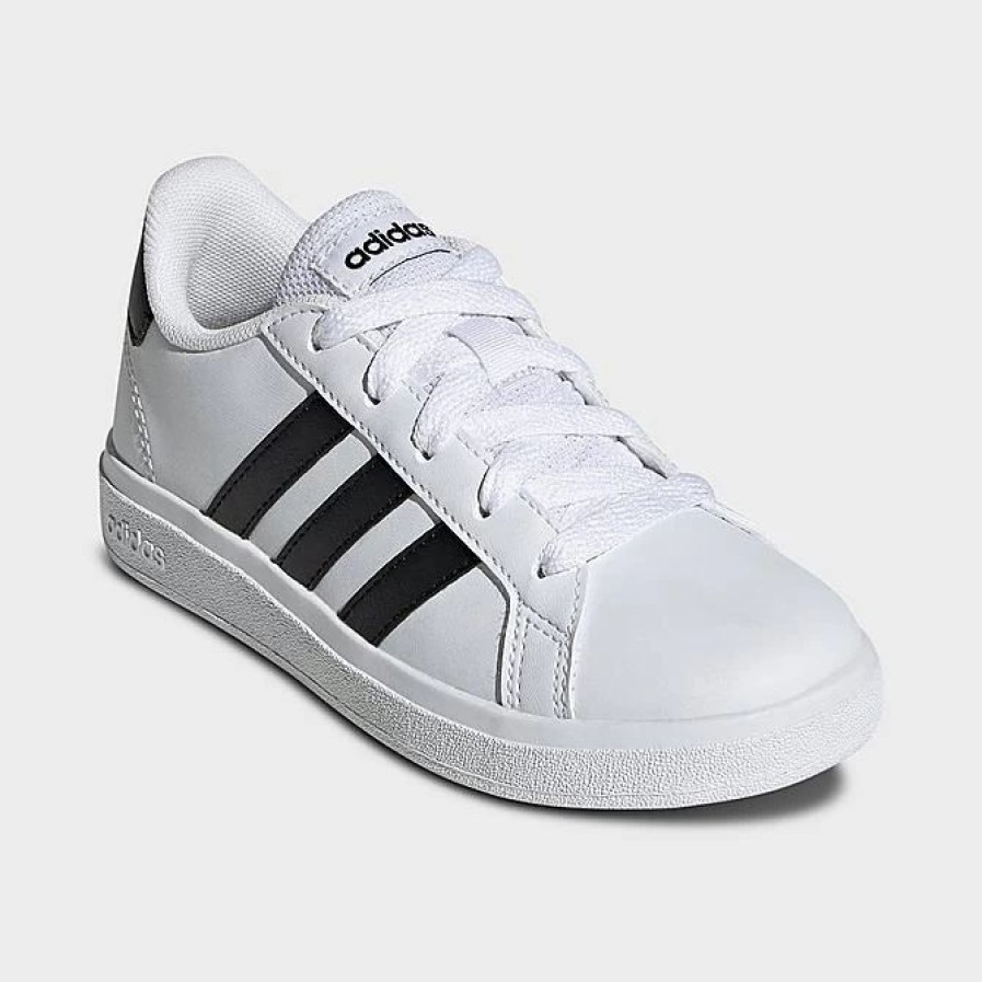 Kids * | Little Kids' Adidas Grand Court 2.0 Casual Shoes White/Black/Black Gw6511P 100