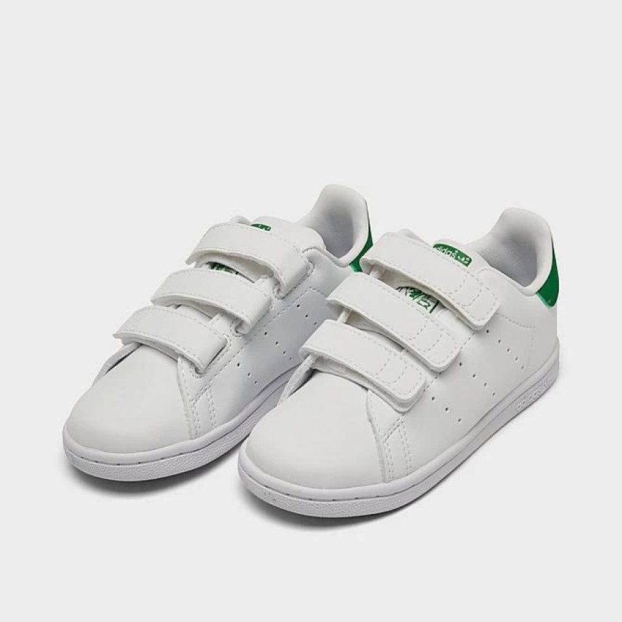 Kids * | Kids' Toddler Adidas Originals Stan Smith Hook-And-Loop Strap Casual Shoes Cloud White/Cloud White/Green Fx7532 100