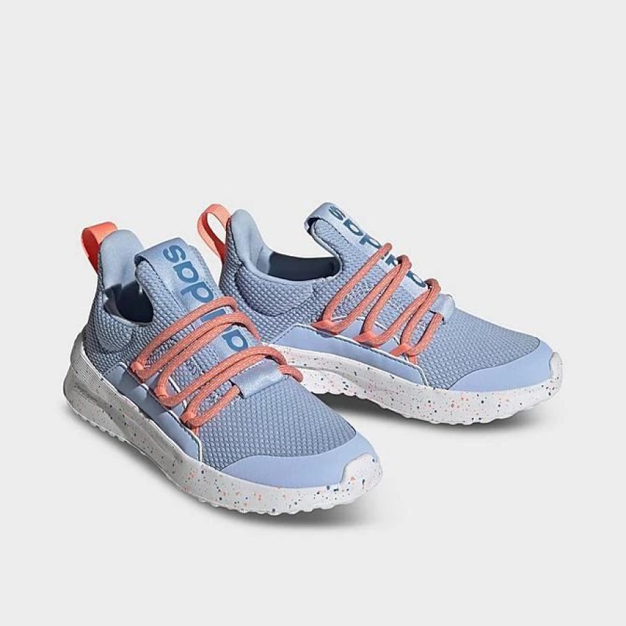 Kids * | Big Kids' Adidas Lite Racer Adapt 5.0 Stretch Lace Casual Shoes Blue Dawn/Coral Fusion Id6968 450