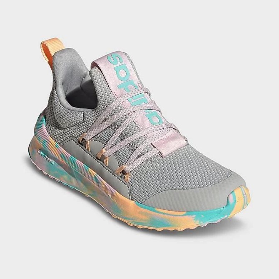 Kids * | Little Kids' Adidas Lite Racer Adapt 5.0 Stretch Lace Casual Shoes Grey Two/Clear Pink/Flash Aqua Ig5400P 033