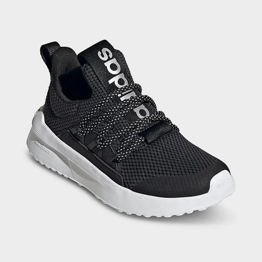 Kids * | Big Kids' Adidas Lite Racer Adapt 5.0 Stretch Lace Casual Shoes Core Black/Cloud White/Carbon Hp6184 001