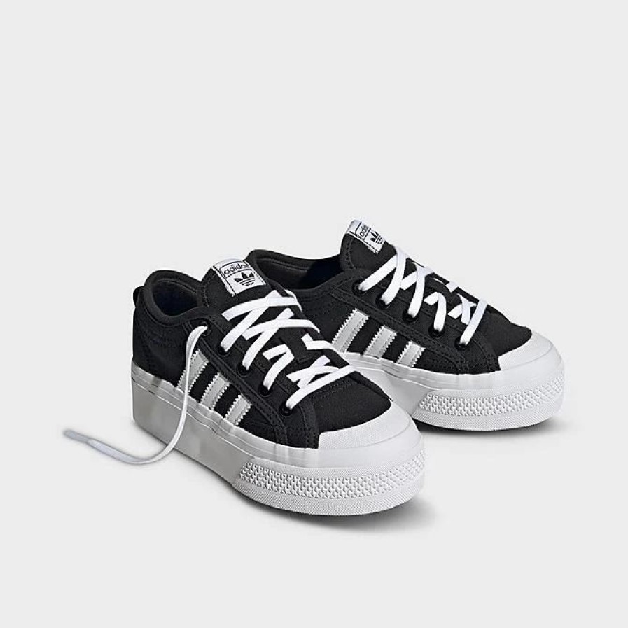 Kids * | Girls' Little Kids' Adidas Originals Nizza Platform Casual Shoes Core Black/Cloud White/Core Black Gy9959 001