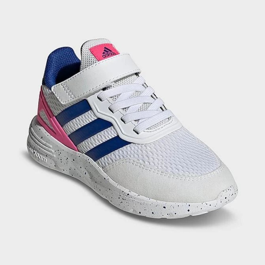 Kids * | Little Kids' Adidas Nebzed Stretch Lace Casual Shoes White/Team Royal Blue/Lucid Pink Ig7250P 100