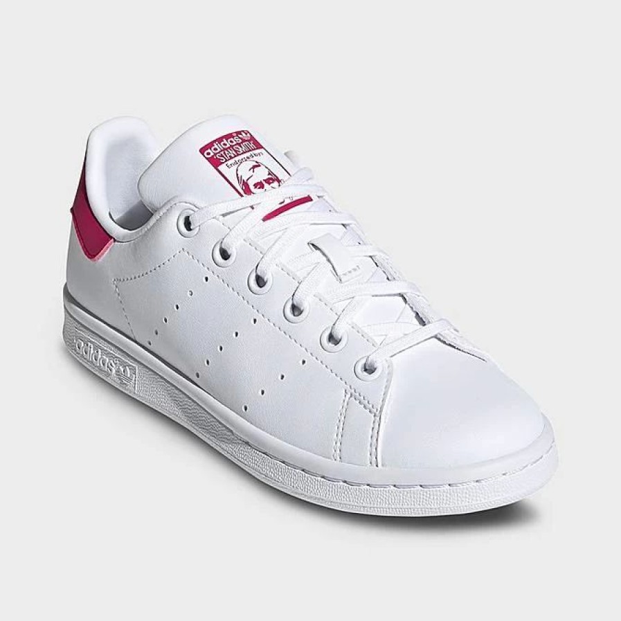 Kids * | Big Kids' Adidas Originals Stan Smith Casual Shoes White/White/Bold Pink Fx7522 100