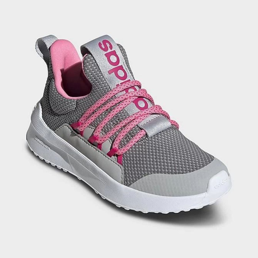 Kids * | Big Kids' Adidas Lite Racer Adapt 5.0 Stretch Lace Casual Shoes Grey/Grey/Team Real Magenta Gw4164 033