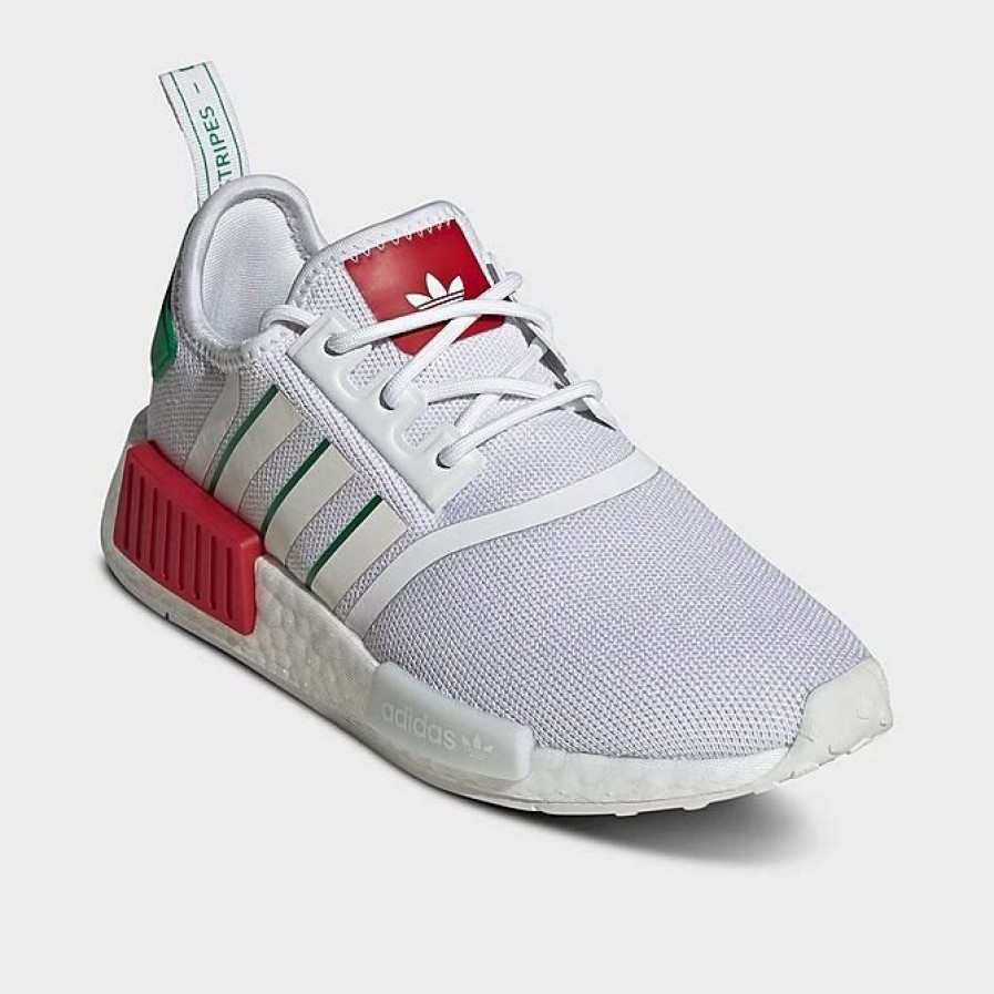 Kids * | Big Kids' Adidas Originals Nmd R1 Casual Shoes Cloud White/Off White/Green Hq9987 100