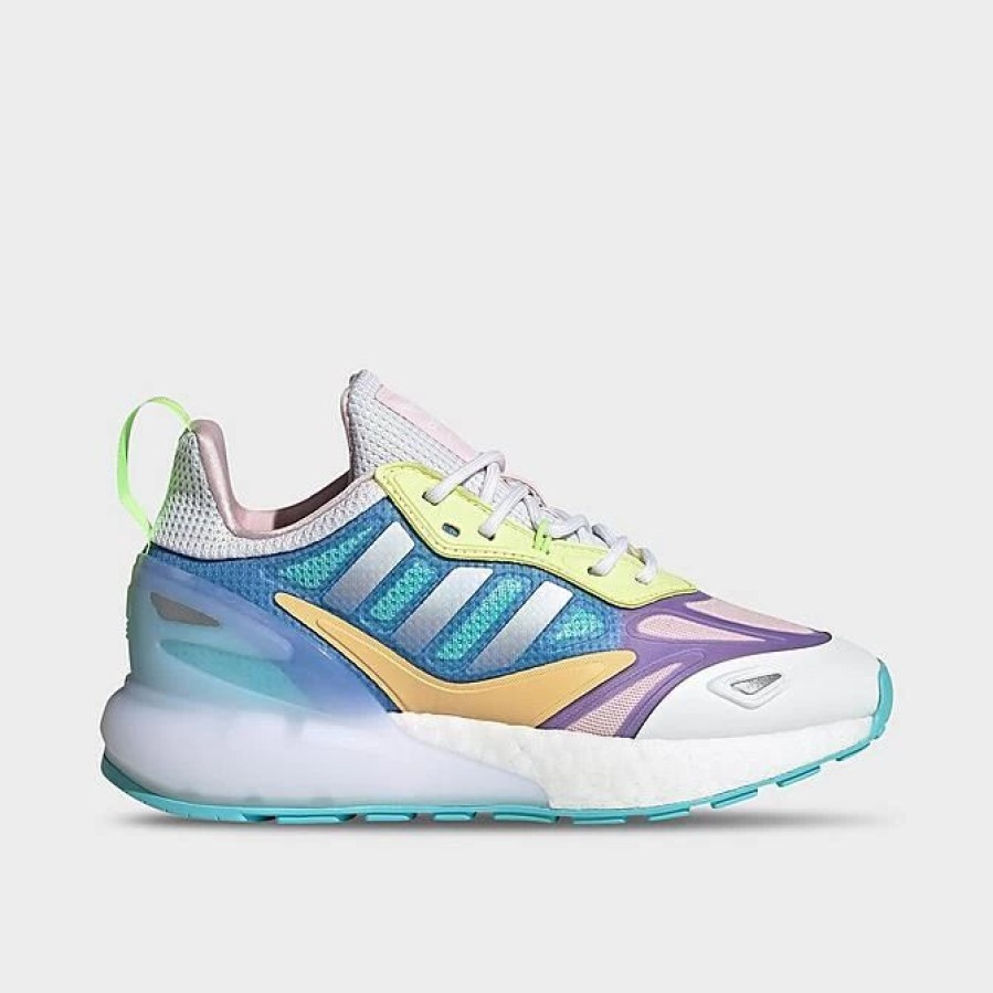 Kids * | Big Kids' Adidas Originals Zx 2K Boost 2.0 Casual Shoes White/White/Light Purple Gz7502 100