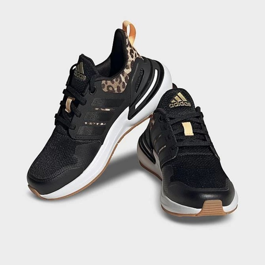 Kids * | Big Kids' Adidas Rapidasport Bounce Sport Lace Casual Shoes Black/Black/Gold Metallic Fz6346 001