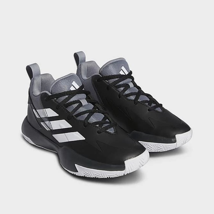 Kids * | Big Kids' Adidas Cross 'Em Up Select Basketball Shoes (Wide Width) Core Black/Cloud White/Grey Ie9252 001