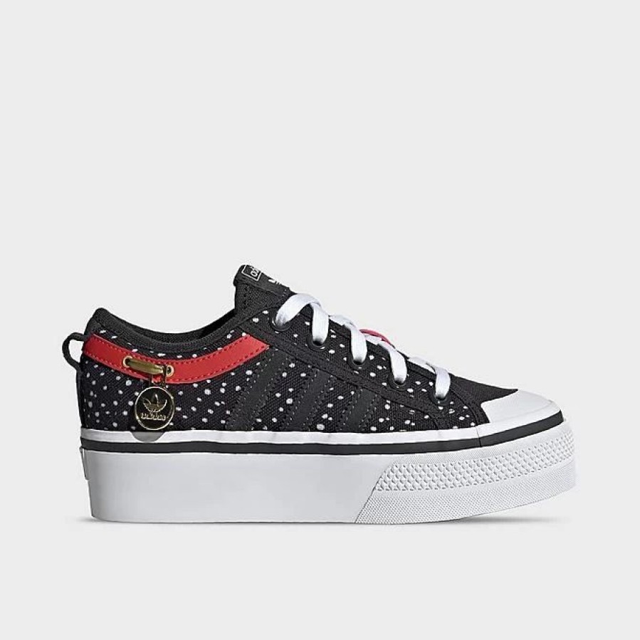 Kids * | Girls' Big Kids' Adidas Originals X Disney 101 Dalmatians Nizza Platform Casual Shoes Core Black/Carbon/Red If5145 001