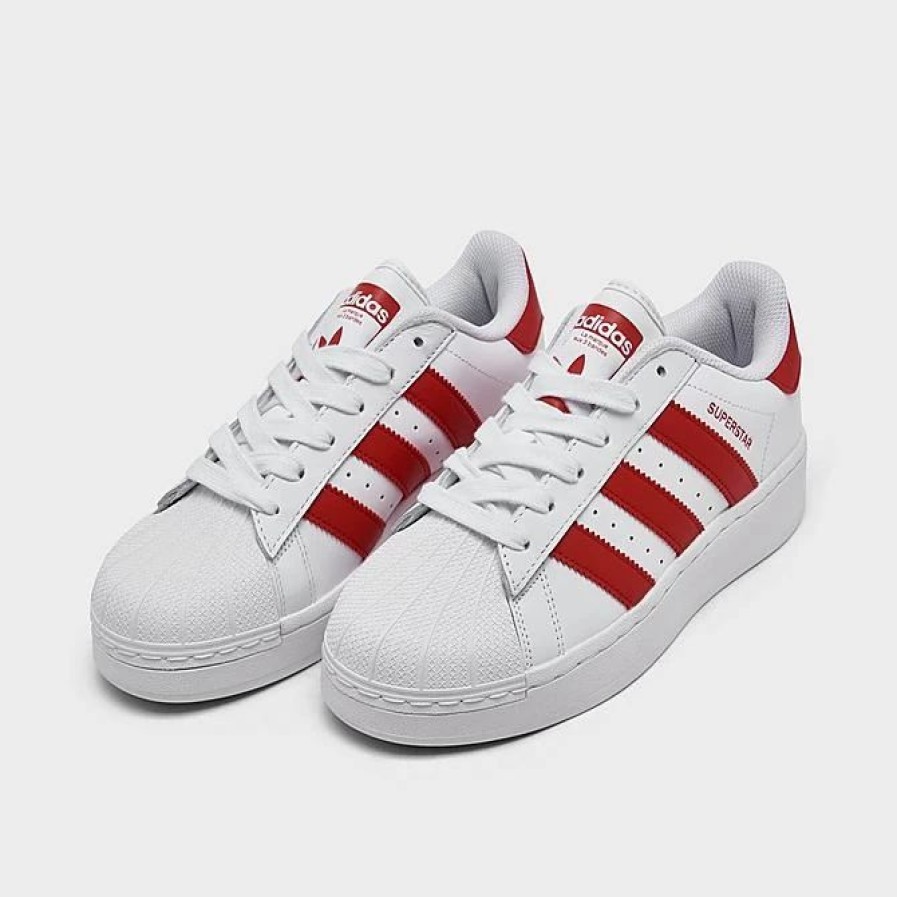 Kids * | Big Kids' Adidas Originals Superstar Xlg Casual Shoes Cloud White/Better Scarlet/Cloud White If0551 100