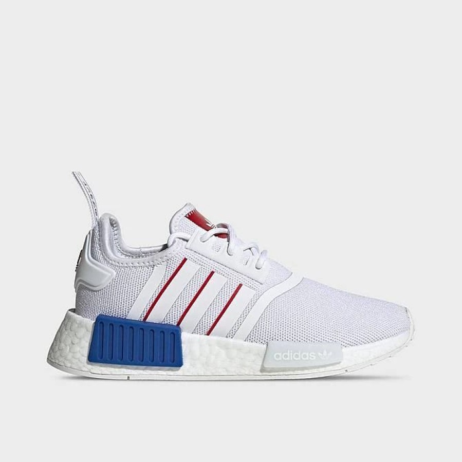 Kids * | Big Kids' Adidas Originals Nmd R1 Casual Shoes Cloud White/Cloud White/Team Royal Blue Hq9991 100