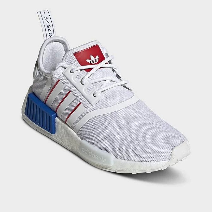 Kids * | Big Kids' Adidas Originals Nmd R1 Casual Shoes Cloud White/Cloud White/Team Royal Blue Hq9991 100