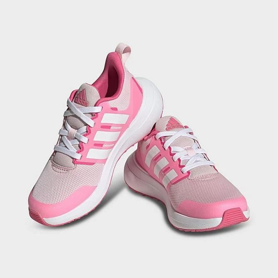 Kids * | Big Kids' Adidas Fortarun 2.0 Cloudfoam Lace Casual Shoes Clear Pink/Cloud White/Bliss Pink Id2361 672