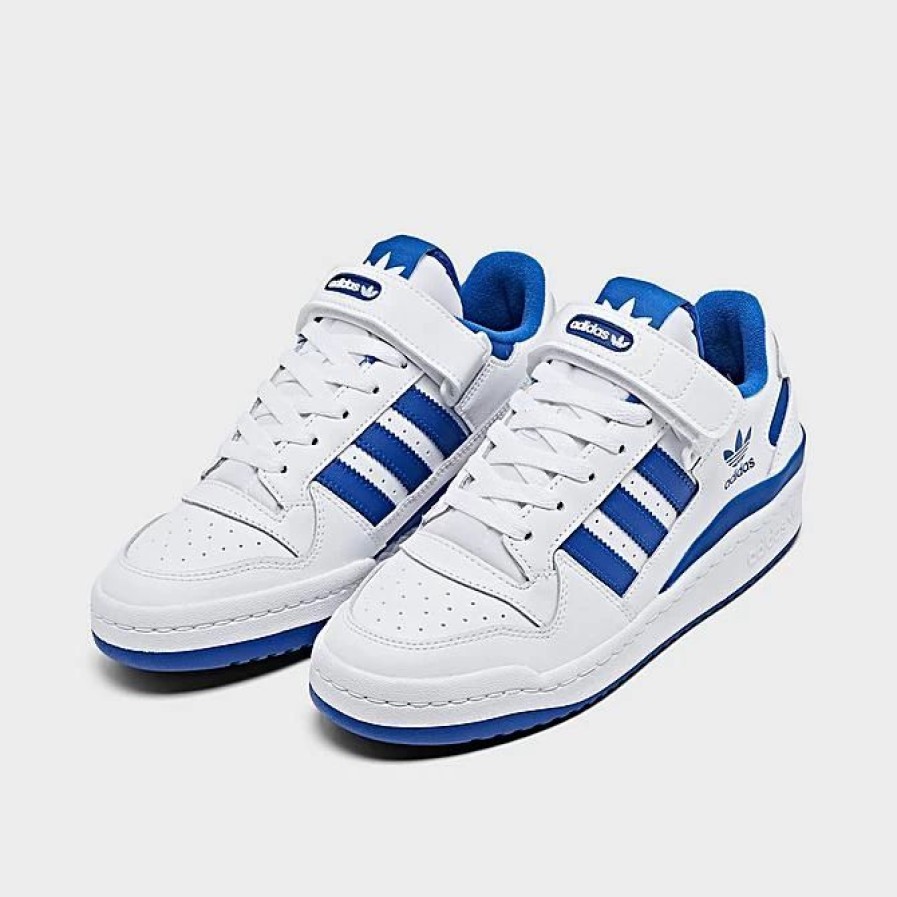 Kids * | Big Kids' Adidas Originals Forum Low Casual Shoes Cloud White/Royal Blue/Cloud White Fy7974 100