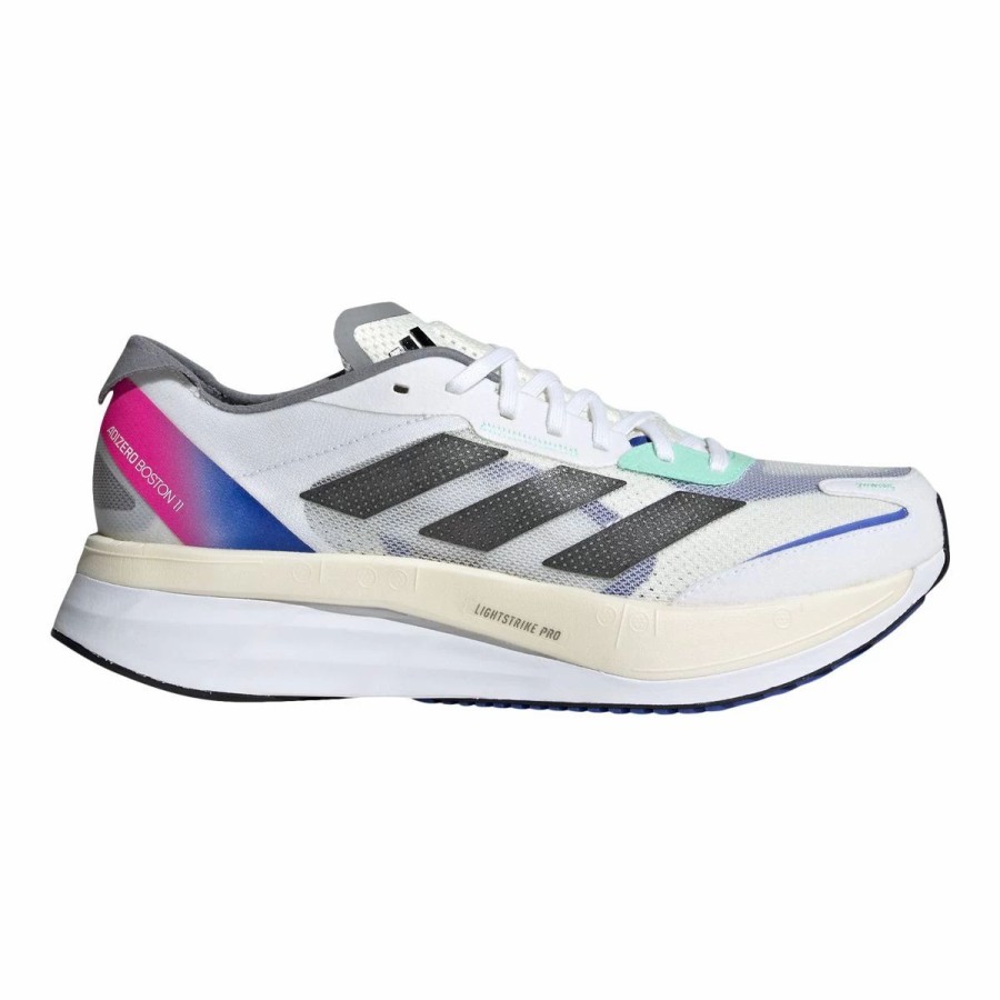 Shoes * | Adidas Men'S Boston 11 Running Shoes Ftwr White/Core Black/Lucid Blue