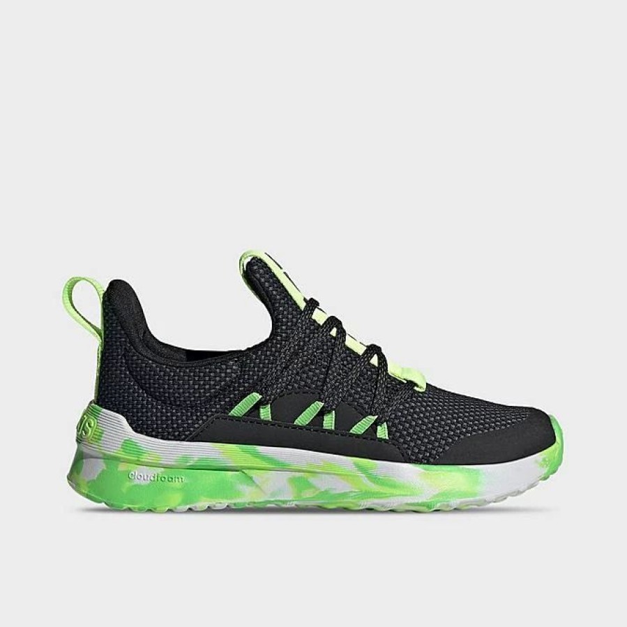 Kids * | Big Kids' Adidas Lite Racer Adapt 5.0 Stretch Lace Casual Shoes Black/Black/Lucid Lemon Ig2490 001