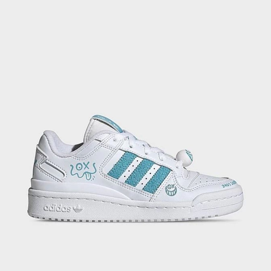 Kids * | Big Kids' Adidas Originals X Andre Saraiva Forum Low Classic Basketball Shoes White/White/Blue Hp6284 100