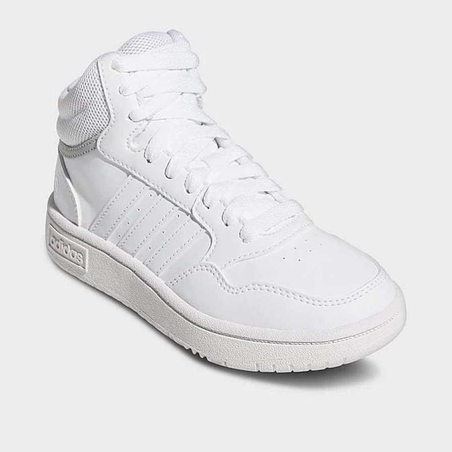 Kids * | Big Kids' Adidas Hoops Mid Casual Shoes White/White/Grey Gw0401 100