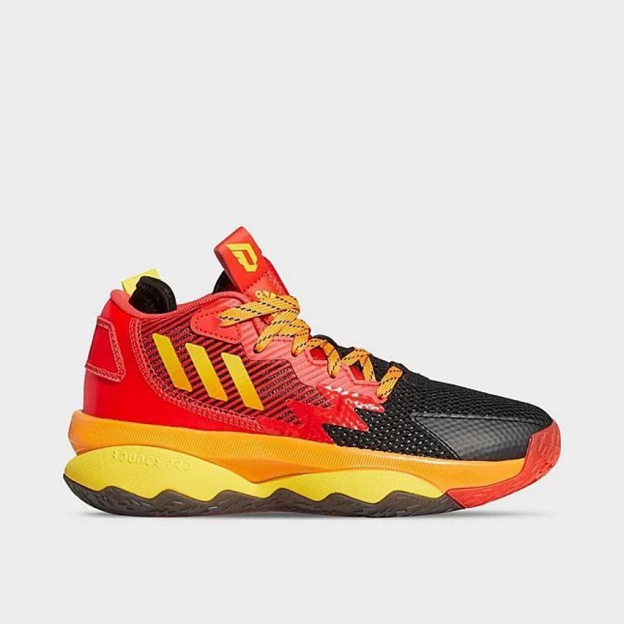 Kids * | Big Kids' Adidas Dame 8 Basketball Shoes Red/Team Yellow/Impact Orange Hr1613 625