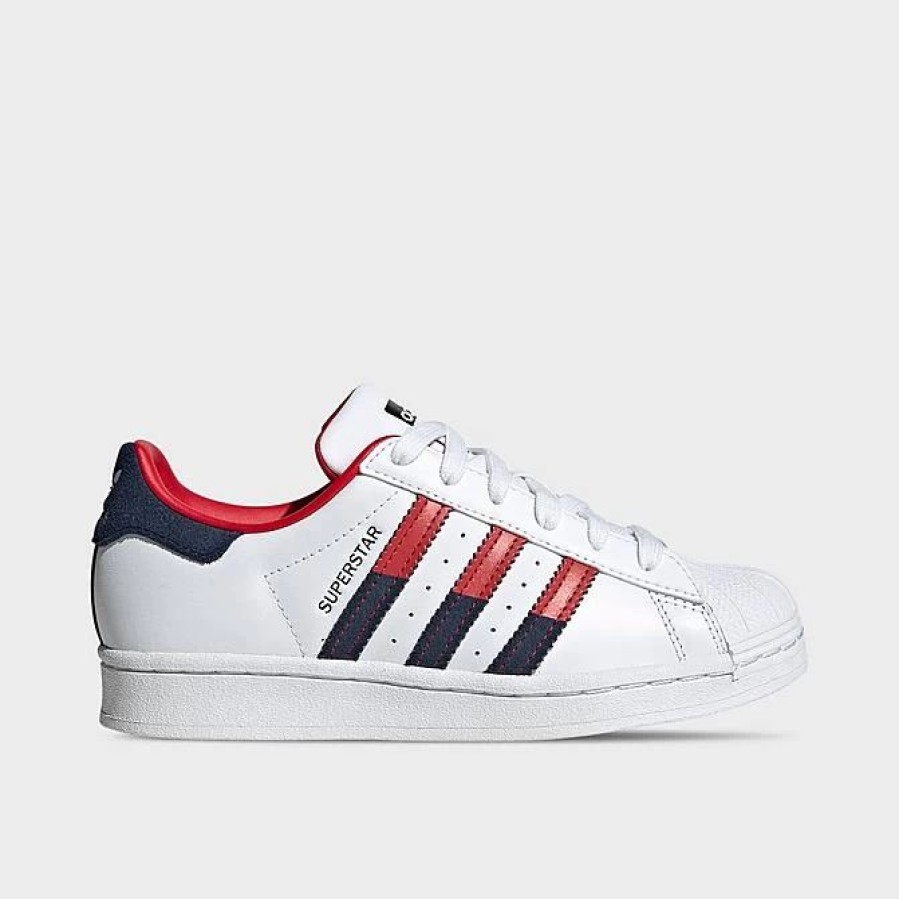 Kids * | Big Kids' Adidas Originals Superstar Recycled Casual Shoes White/Better Scarlet/Night Indigo Hq8728 100