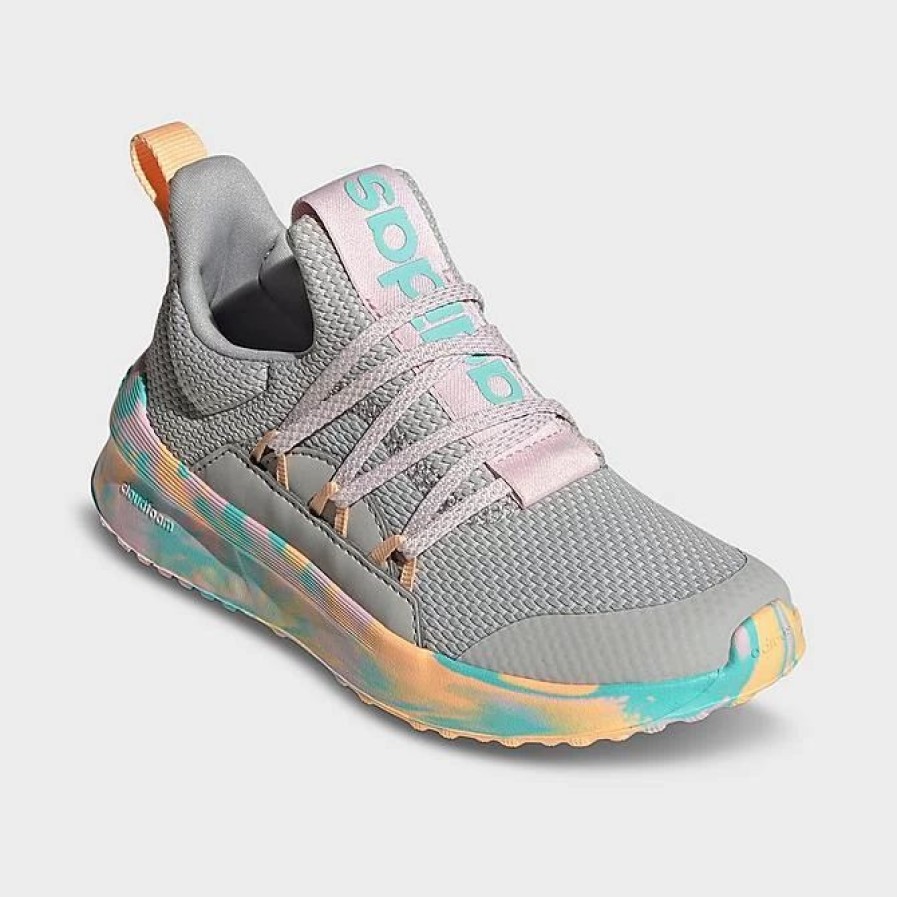 Kids * | Big Kids' Adidas Lite Racer Adapt 5.0 Stretch Lace Casual Shoes Grey/Clear Pink/Flash Aqua Ig5400 033