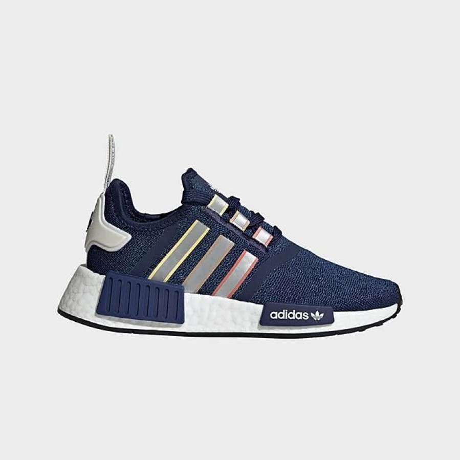 Kids * | Big Kids' Adidas Originals Nmd R1 Casual Shoes Dark Blue/Silver/Black Ig3375 415