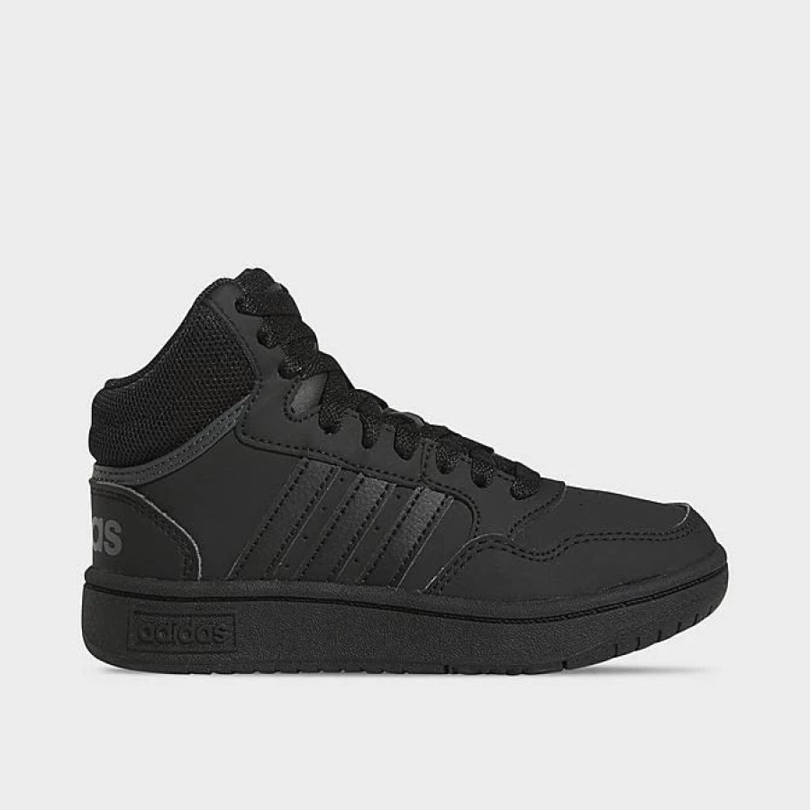 Kids * | Big Kids' Adidas Hoops Mid Casual Shoes Black/Black/Grey Hr0228 001