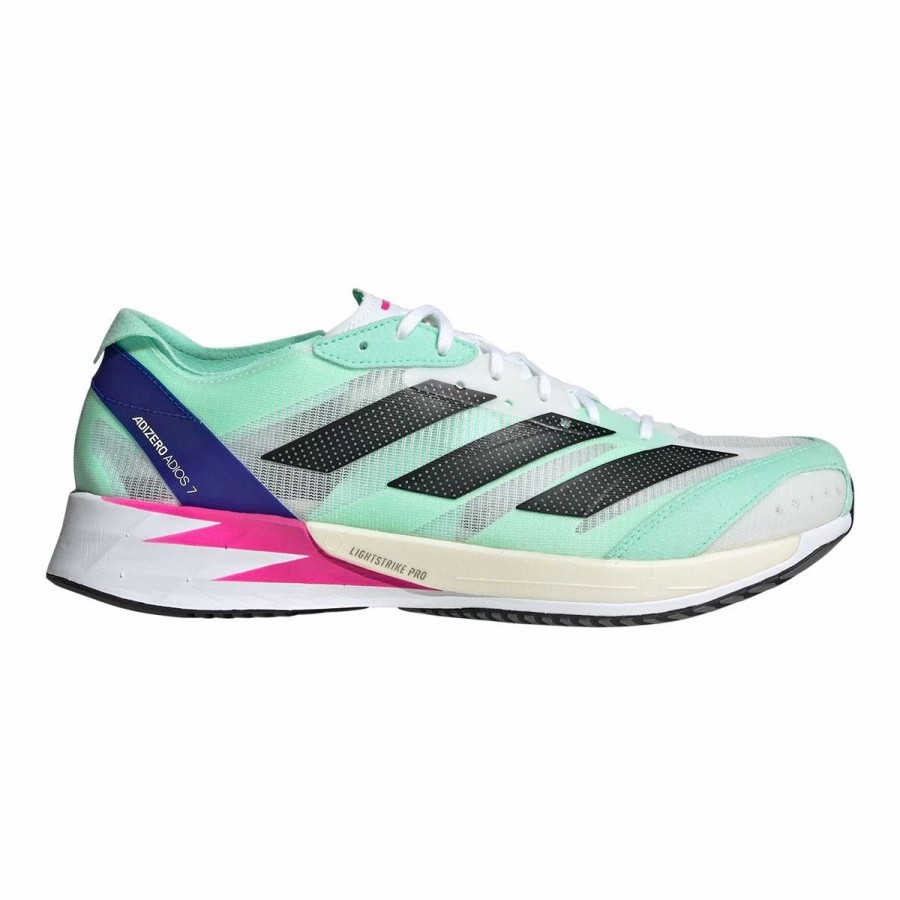 Shoes * | Adidas Men'S Adizero Adios 7 M Running Shoes Ftwr White/Core Black/Pulse Mint