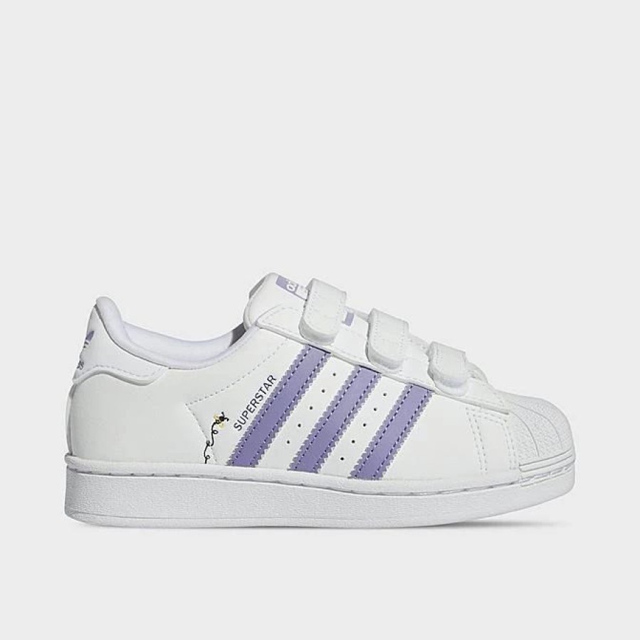 Kids * | Little Kids' Adidas Originals Superstar Hook-And-Loop Casual Shoes White/Magic Lilac/Energy Ink Hp6217 100