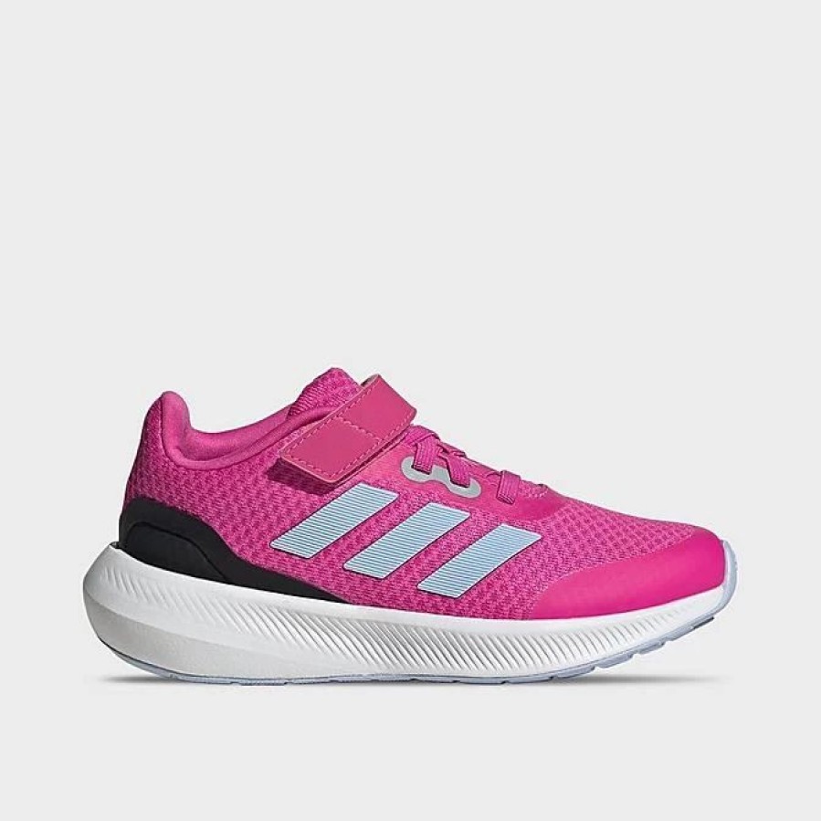 Kids * | Big Kids' Adidas Runfalcon 3.0 Elastic Lace Hook-And-Loop Strap Running Shoes Lucid Fuchsia/Blue Dawn/Core Black Hp5874 660