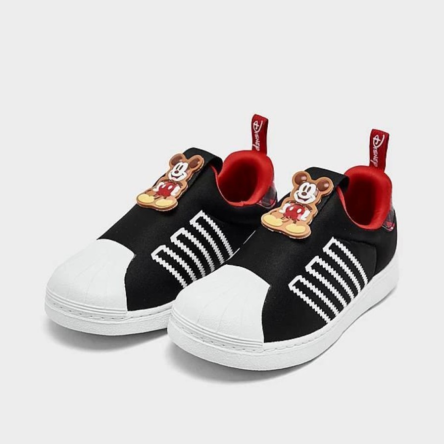 Kids * | Kids' Toddler Adidas Originals Disney Mickey & Minnie Superstar 360 Slip-On Casual Shoes Core Black/Footwear White/Red Hq6685 001