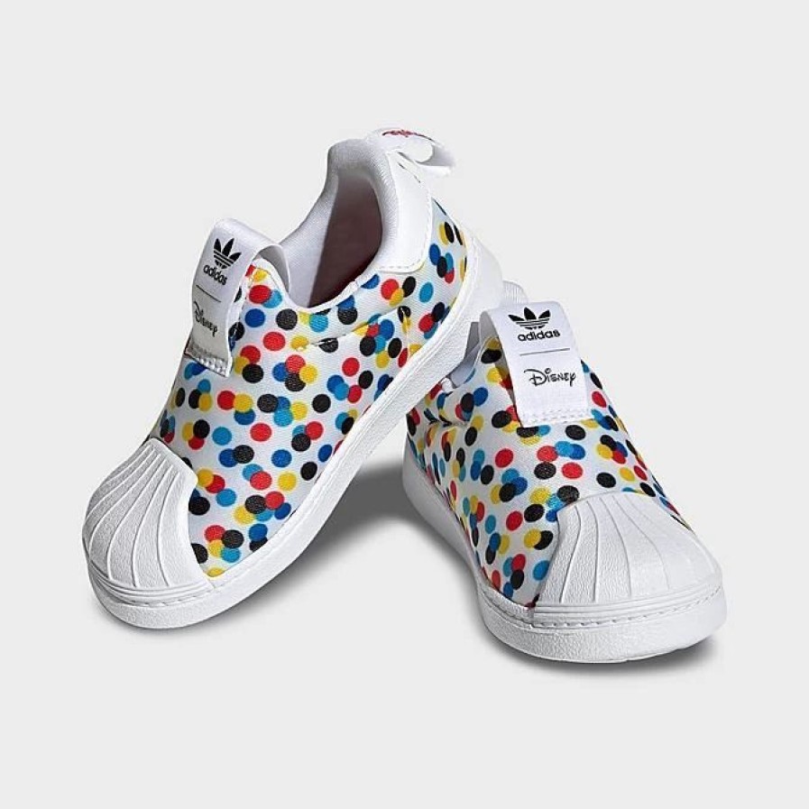 Kids * | Kids' Toddler Adidas Originals Disney Mickey & Minnie Superstar 360 Slip-On Casual Shoes Cloud White/Multicolor Hq4078 100