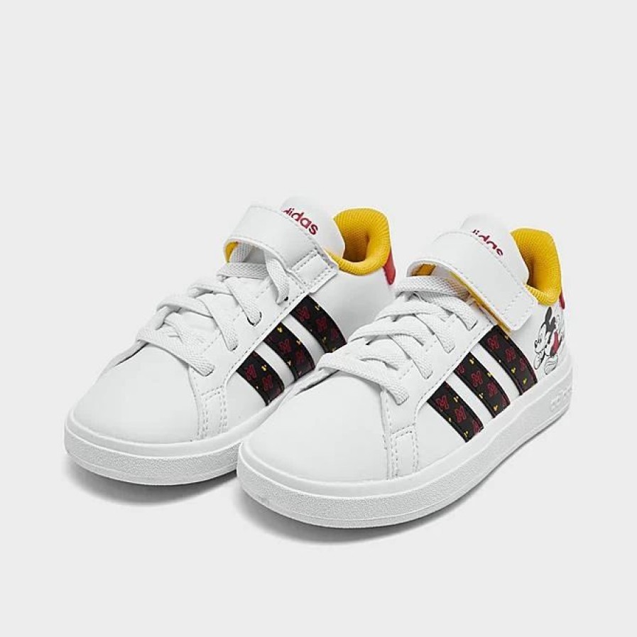 Kids * | Little Kids' Adidas X Disney Mickey Mouse Grand Court Casual Shoes Footwear White/Core Black/Better Scarlet Hp7760 100